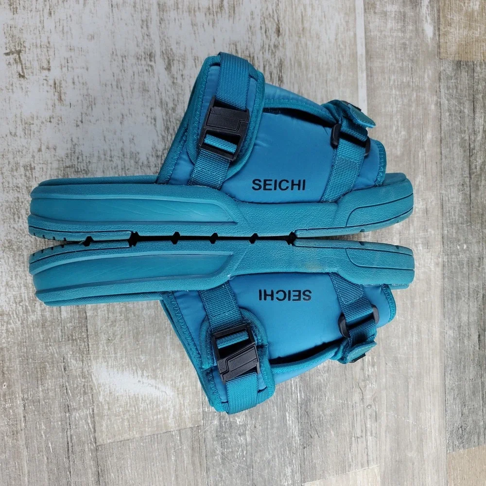Seichi YOROI V2 Mens Slides Sandals Sz 10 Forrest Green Hook-and-Loop Straps